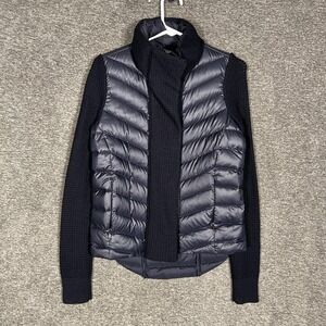 Athleta Jacket Womens XXS Blue Hybrid Down Puffer Knit Sleeve Short Quilted